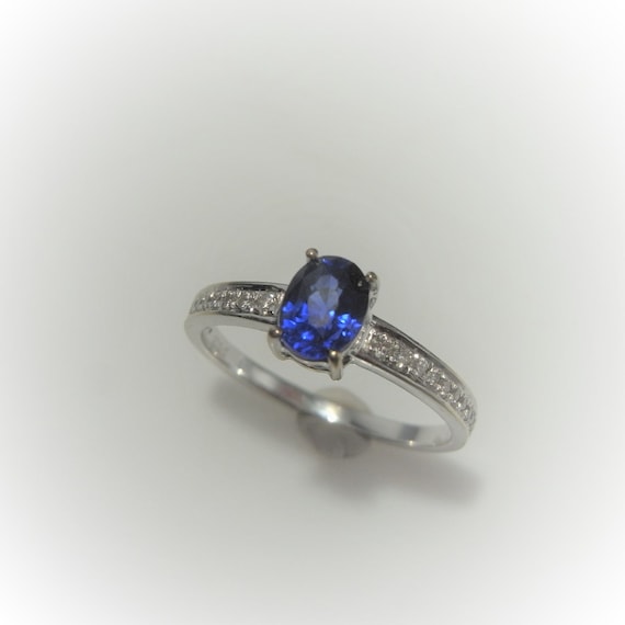 Unheated Cornflower Blue Sapphire Diamond Engagem… - image 4