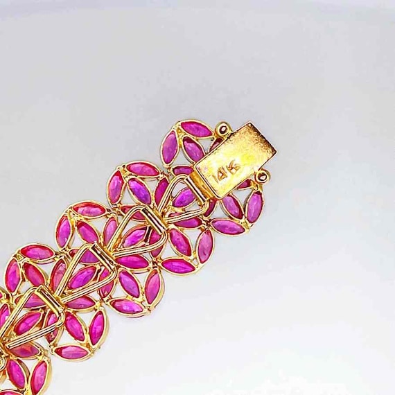 Unheated Pink Sapphire Bracelet Pink Ruby Flower … - image 9