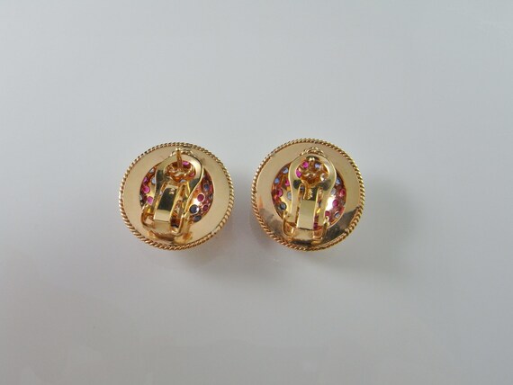 Button Earrings Natural Ruby Earrings Blue Sapphi… - image 8