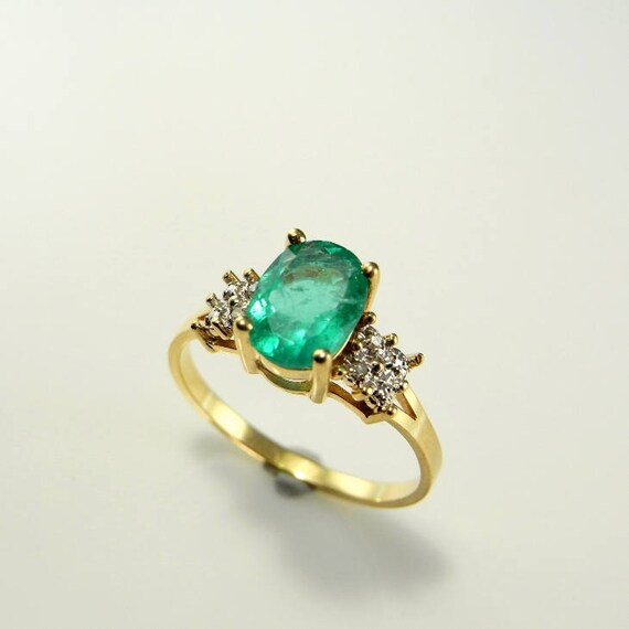 Grass Green Emerald Engagement Ring Natural Emeral