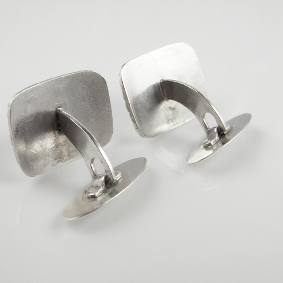 Antique Engraved Art Deco Mens Silver Cuff Links … - image 4