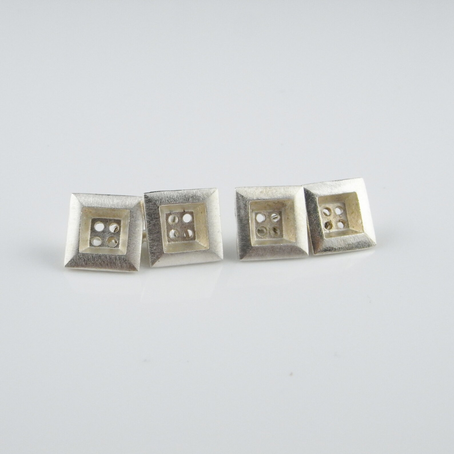 BUTTON Double Sided Sterling Silver Unique Art Deco Antique Cuff Links ...