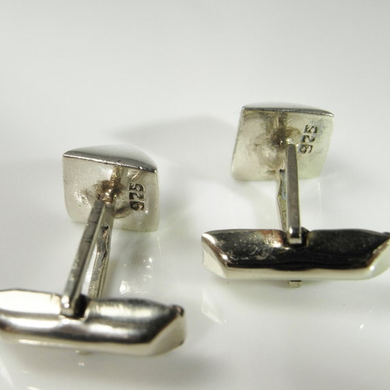 Vintage Silver Cufflinks Geometric Cuff Links wit… - image 4