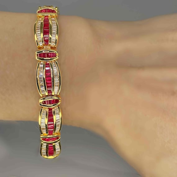 Luxury 36.2 cttw Unheated Ruby Diamond 14K Gold B… - image 8
