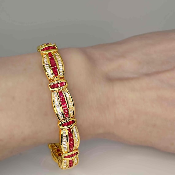 Luxury 36.2 cttw Unheated Ruby Diamond 14K Gold B… - image 4