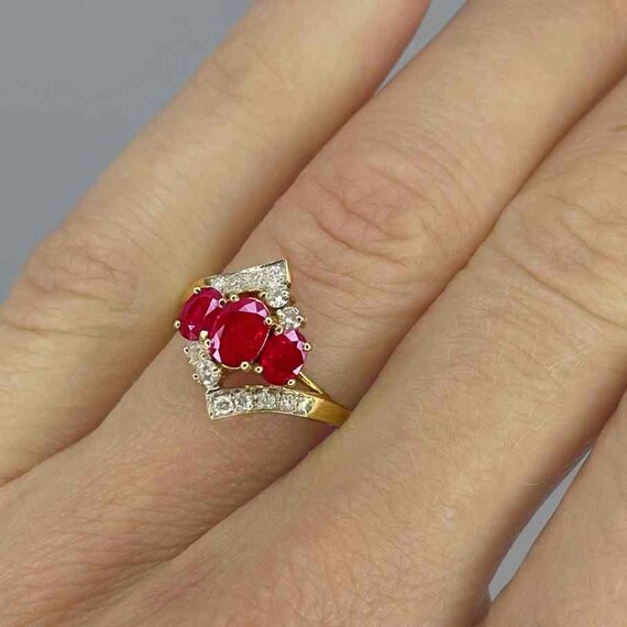 Unheated Ruby Engagement Ring No Heat Ruby Diamon… - image 6