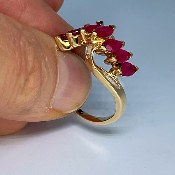 No Heat Ruby Ring Vintage Ruby Ring Gold Asymmetr… - image 7