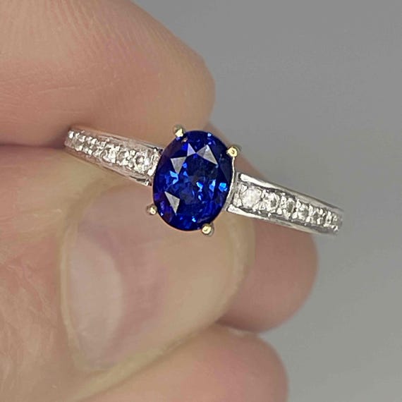 非加熱コーンフラワーブルーサファイアダイヤモンド18Kリング