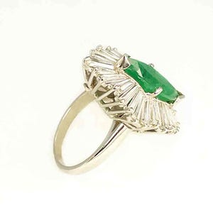 OOAK Convertible Emerald Ballerina Ring Pendant in Platinum 1950s Handmade Emerald Engagement Ring Large Natural Emerald Ring image 6