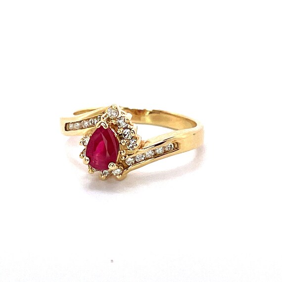 Unheated Ruby Engagement Ring Pear Cut No Heat Ru… - image 3