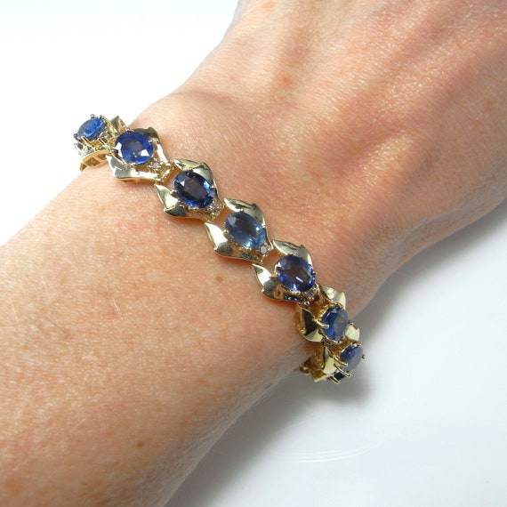 Unheated Blue Ceylon Sapphire Bracelet Natural Es… - image 4