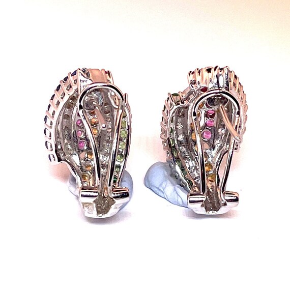 Rainbow Sapphire Earrings Sapphire Diamond Earrin… - image 2