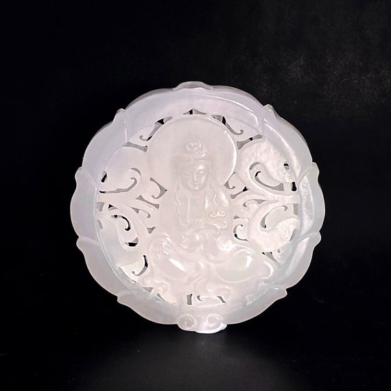 Chinese Antique White Jade Pendant Qing Dynasty G… - image 2