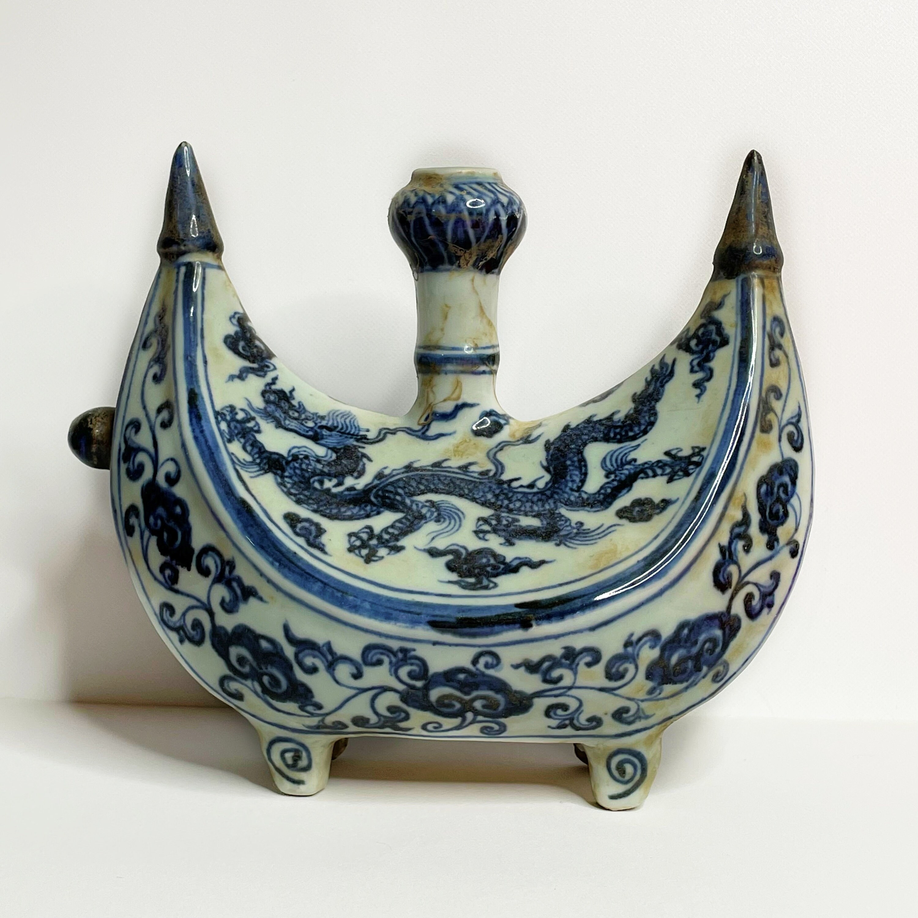 美品チャコットMarianela NuñezSpecial collection Antique China Blue & White Porcelain Pilgrim Flask Ming