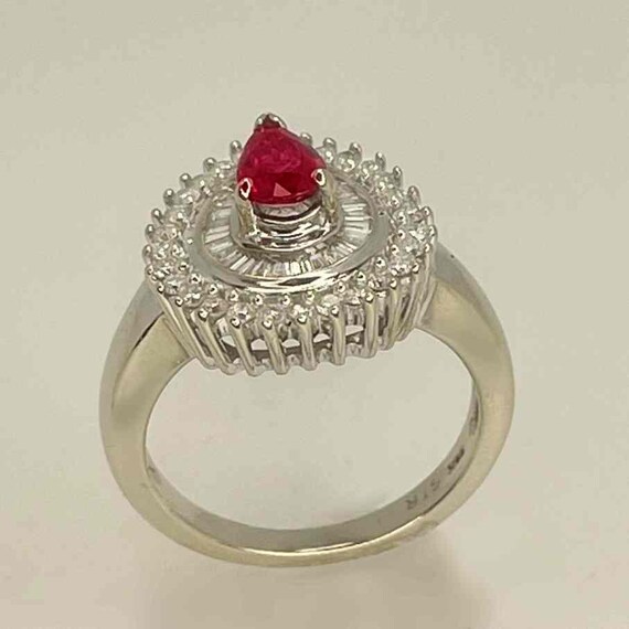 Unheated Ruby Diamond Ring Ruby Diamond Halo Clus… - image 7