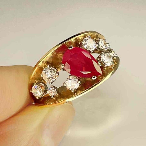 Unheated Burmese Ruby Engagement Ring Natural Rub… - image 4