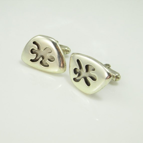 Floral Modernist Abstract Sterling Silver Cuff Li… - image 1