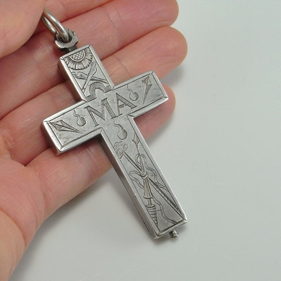 1600s Renaissance Antique Reliquary Cross Silver … - image 2