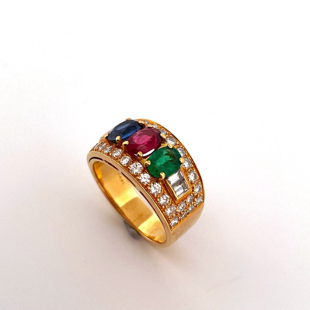 Bvlgari Bulgari NO HEAT UNHEATED Ruby Sapphire Diamond Ring 18K