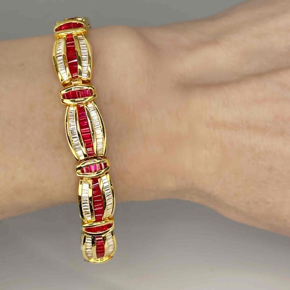 Luxury 36.2 cttw Unheated Ruby Diamond 14K Gold B… - image 6