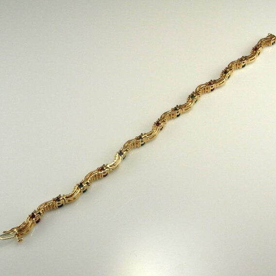 Ruby Sapphire Emerald Bracelet Estate Ruby Sapphi… - image 6