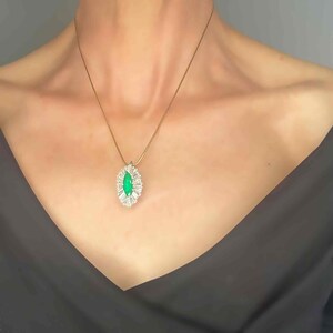 OOAK Convertible Emerald Ballerina Ring Pendant in Platinum 1950s Handmade Emerald Engagement Ring Large Natural Emerald Ring image 11