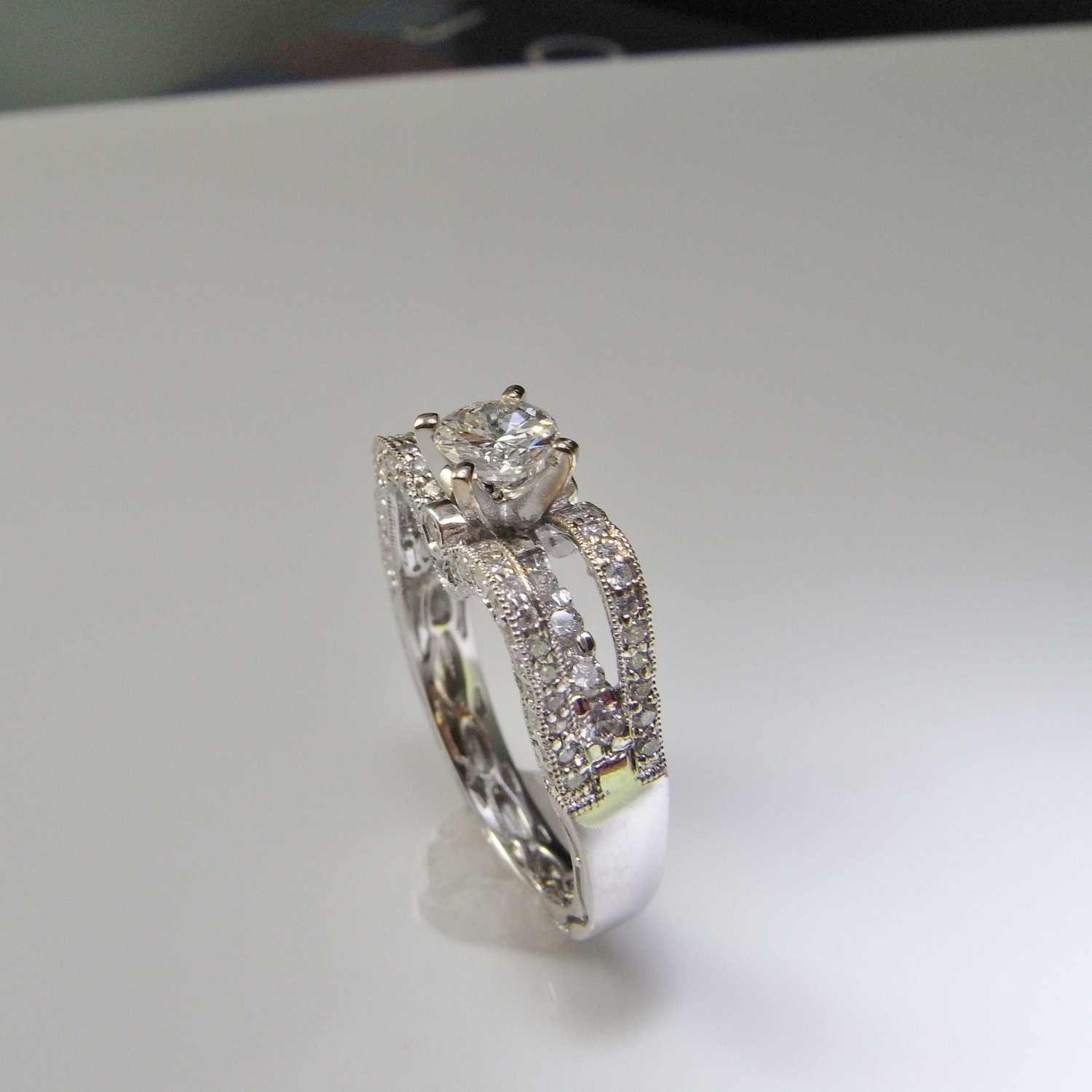 Unique 18K Diamond Engagement Ring One of a Kind Engagement - Etsy