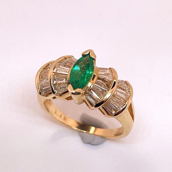 Marquise Emerald Engagement Ring Natural Emerald … - image 7