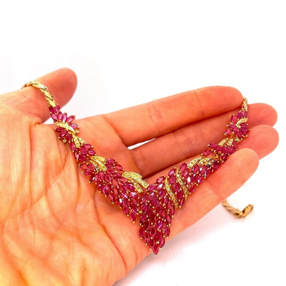 Unheated Rose Ruby Necklace Natural Ruby Diamond … - image 8
