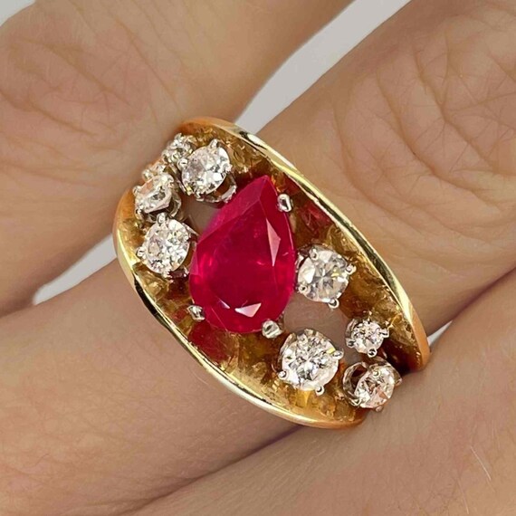 Unheated Burmese Ruby Engagement Ring Natural Rub… - image 1