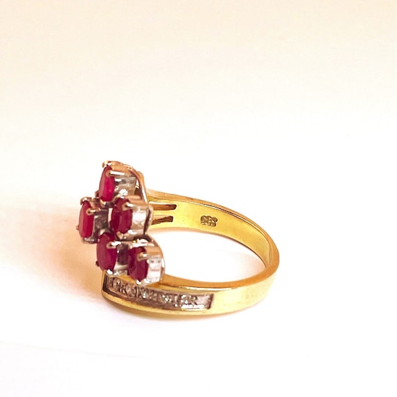 Natural Red Ruby Flower Engagement Rings Estate R… - image 10