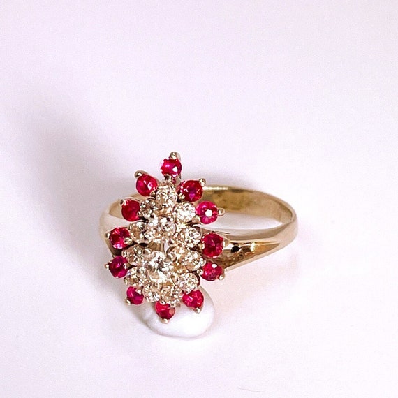 Unheated Ruby Engagement Ring 14K Gold 1950s Ring… - image 1