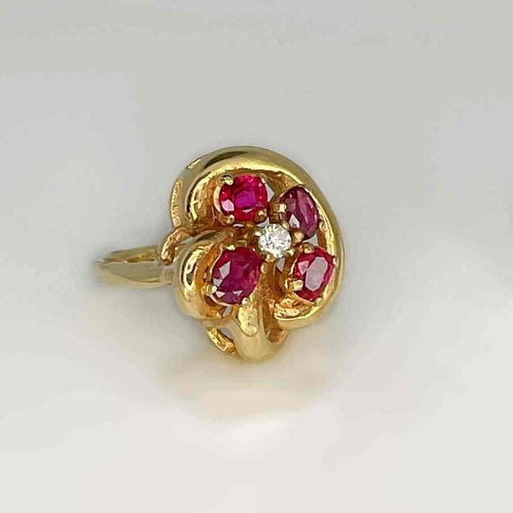 Art Deco Ruby Sapphire 14K Gold Ring Antique Ruby… - image 8