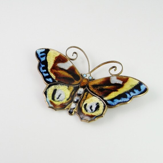 Butterfly Brooch Enamel Jewelry Scandinavian Jewe… - image 1