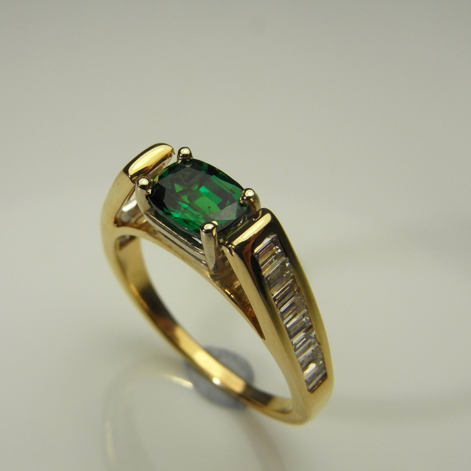 Classic Diamond Ring Dainty Tsavorite Diamond Ring 14K Gold | Etsy