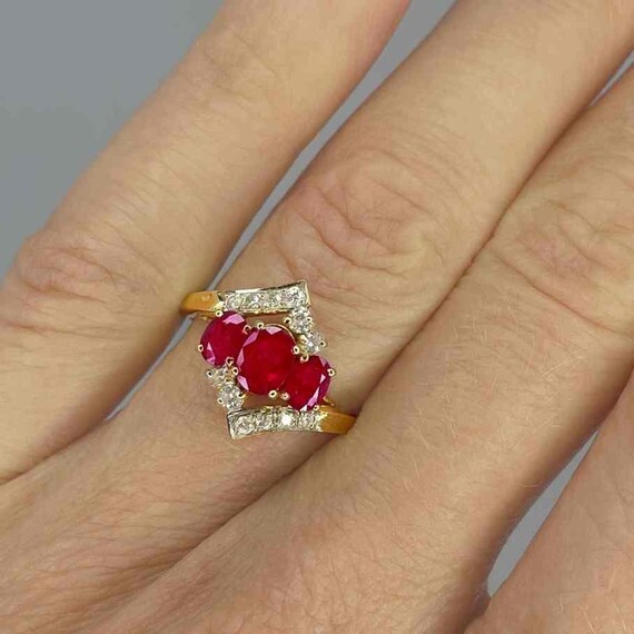 Unheated Ruby Engagement Ring No Heat Ruby Diamon… - image 7