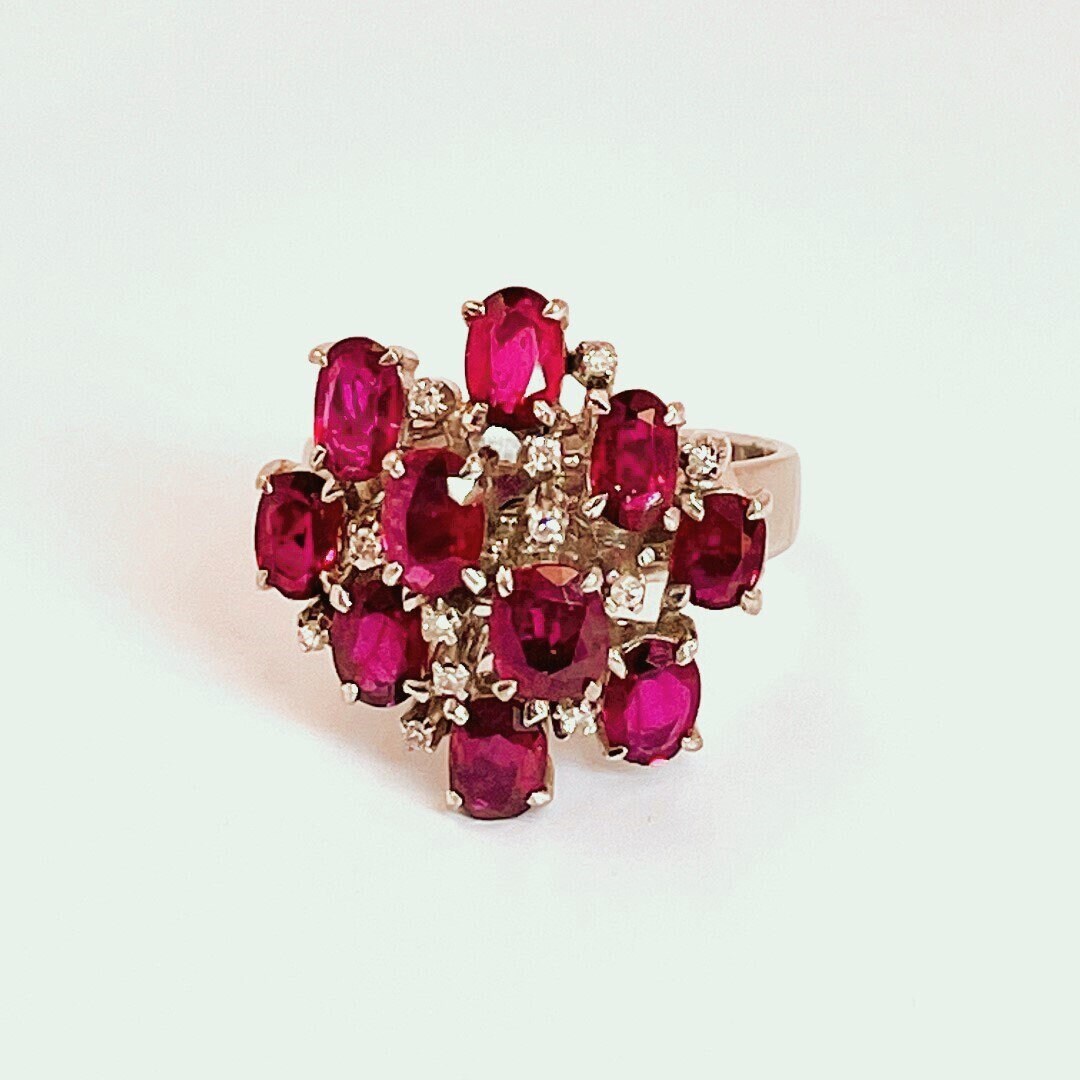 Unheated Ruby Ring Unheated Ruby Diamond Engagement Ring Cluster