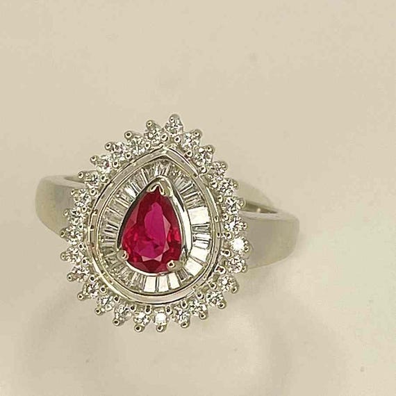 Unheated Ruby Diamond Ring Ruby Diamond Halo Clus… - image 6