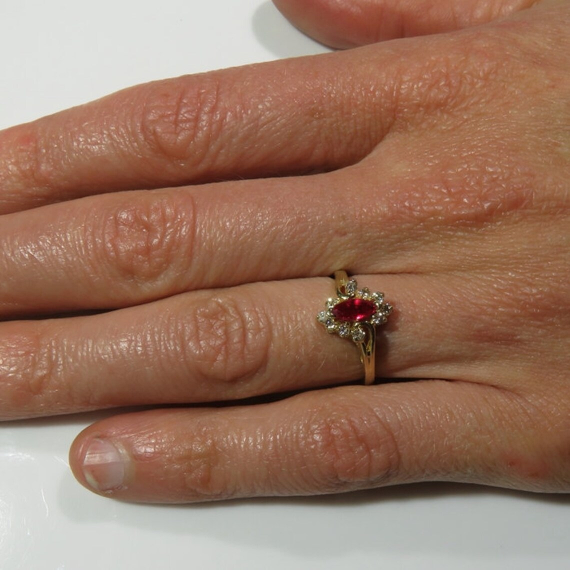 Pretty Ruby Diamond Ring Ruby Diamond Band 1970s Jewelry Etsy