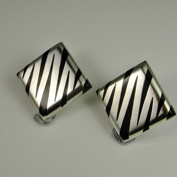 Zebra Square Earrings Mexican jewelry Minimalist E