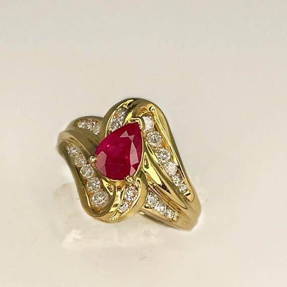 Pear Cut Ruby Ring Ruby Engagement Ring Unique Ru… - image 7