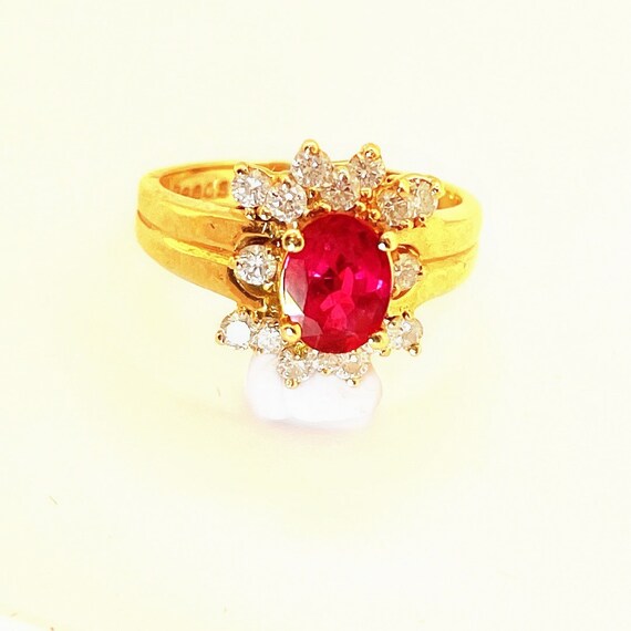 Ruby Engagement Ring NO HEAT UNHEATED Ruby Diamon… - image 3