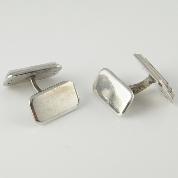 Vintage Silver Cufflinks Geometric Cuff Links wit… - image 5