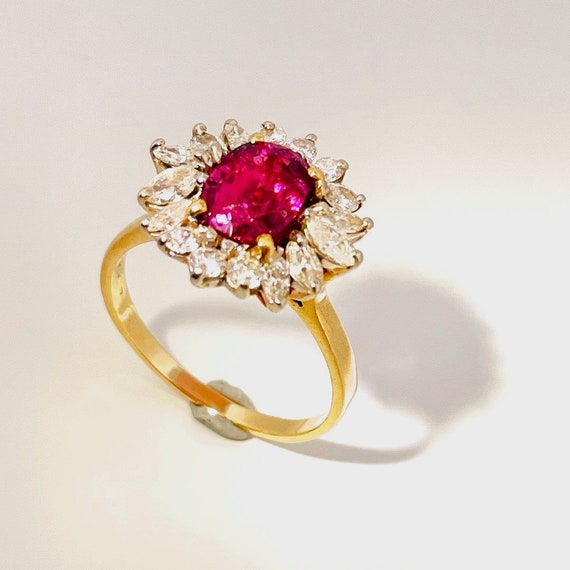 Large BURMESE Unheated Ruby Diamond Engagement Ri… - image 8