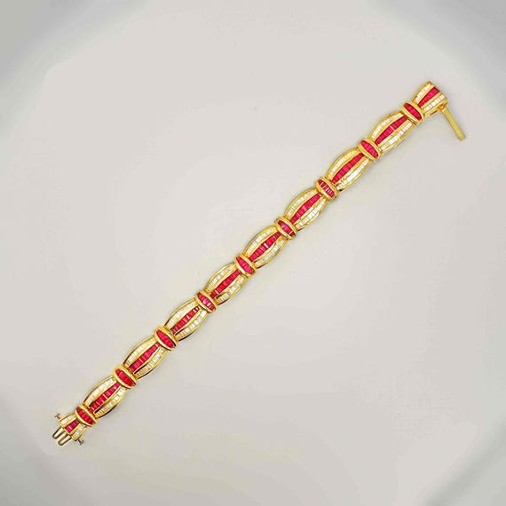 Luxury 36.2 cttw Unheated Ruby Diamond 14K Gold B… - image 5