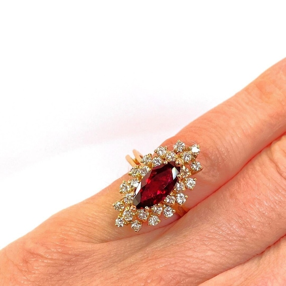 Unheated Marquise Ruby Engagement Ring No Heat La… - image 1