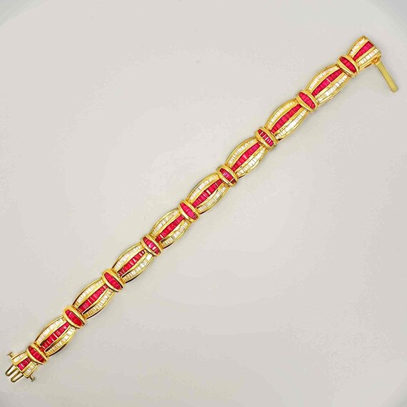Luxury 36.2 cttw Unheated Ruby Diamond 14K Gold B… - image 9