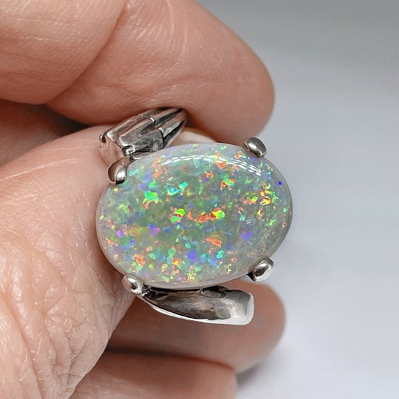 Semi Black Opal Ring Australian Opal Ring Natural… - image 4