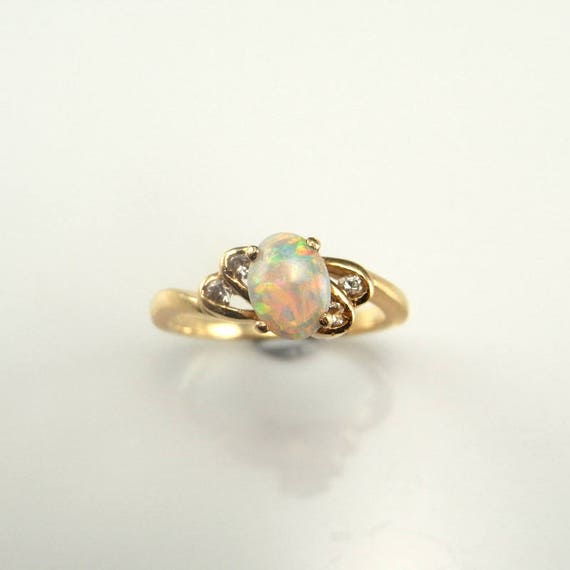 Dainty Opal Ring Opal Diamond Ring Opal Engagement