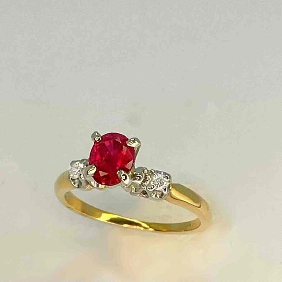 Unheated Ruby Diamond Ring 18K Gold Ruby Solitair… - image 9